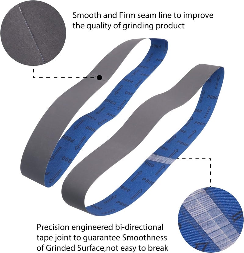 SHUTTLE GENIUS 2 x 42 Silicon Carbide Sanding Belts, 15 Pack 2 x 42 Knife Sharpening Sanding Belt, 5 Pcs Each of 600, 800, 1000 Grits Sander Belt for Metal Wood(15 Pack） - Image 3